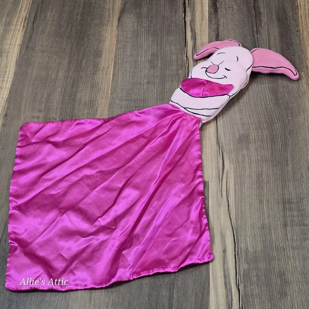 Piglet Baby Lovey Security Blanket Satin Winnie The Pooh Disney Pink Plush Toy